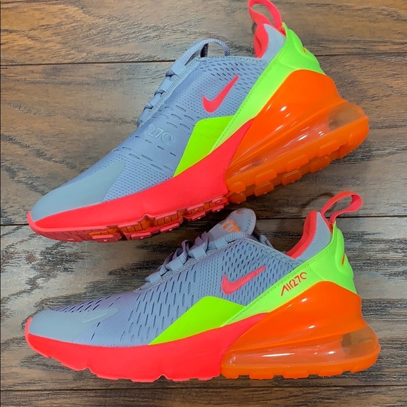 NIKE AIR MAX 270 GS 'WOLF GREY HOT PUNCH' - Picture 12 of 16